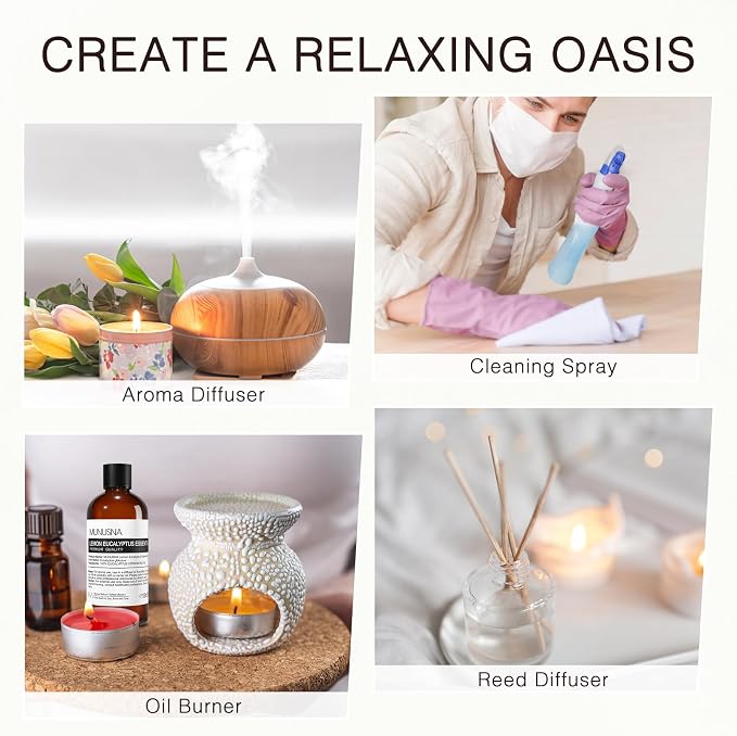 Lemon Eucalyptus Essential Oil 100ML, 100% Pure Lemon Eucalyptus Oil Aromatherapy Oil for Diffuser, Skin Care, Massage, Yoga, Home, Soap and Candle Making