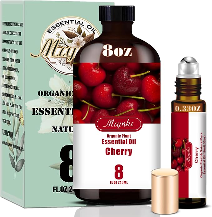 Cherry Essential Oil, Cherry Oil for Diffuser, Humidifier, DIY Candle, Soap, Sweet Scent, Home, Office, Cleaning, Gift Ready, Cherry Fragrance Oil - MLYNKL Essential Oils (8.33 fl oz / 250ml)