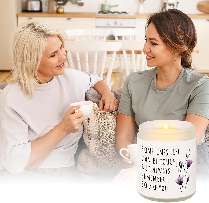 Shqiueos Get Well Gifts for Women, Inspirational Candle 7oz, Cancer Care Gifts for Women, Sympathy Gift, Cheer up, Comfort, Surgery Recover, Encouragement Lavender Scented Handmade Candle