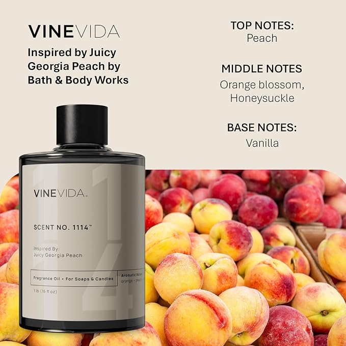 VINEVIDA [16oz] Juicy Georgia Fragrance Oil for Candle Making - Made in USA Scents for Soap Making - Natural Candle Fragrance Oil