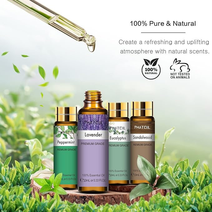 PHATOIL 9PCS Premium-Quality Essential Oils Set for Soap Making Diffusers, 10ml/0.33fl. oz Fragrance Oils, Long Lasting Scents, Gift Set for Friends and Families