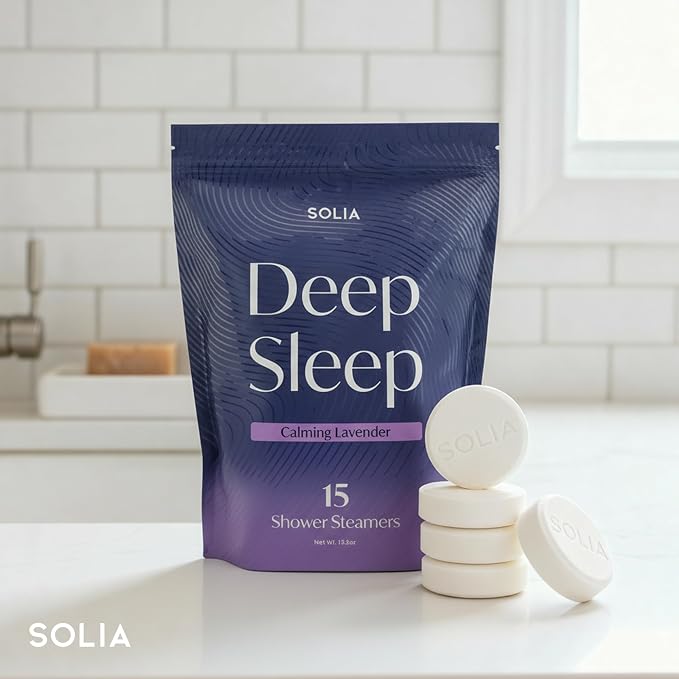 Solia Natural Lavender Shower Steamers - Patent-Pending - Real Essential Oil Lavender Tablets, Spa Steamers Aromatherapy, 15-Pack