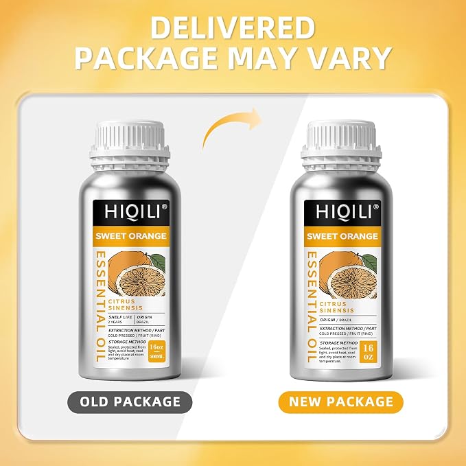 HIQILI 16 Fl Oz Orange Essential Oil, Large Capacity - 500ml | Air Freshening & Space Cleaning, DIY Raw Material, Skin Care, for Public Toilet, Mall, Hotel, DIY Studio, Beauty Salon