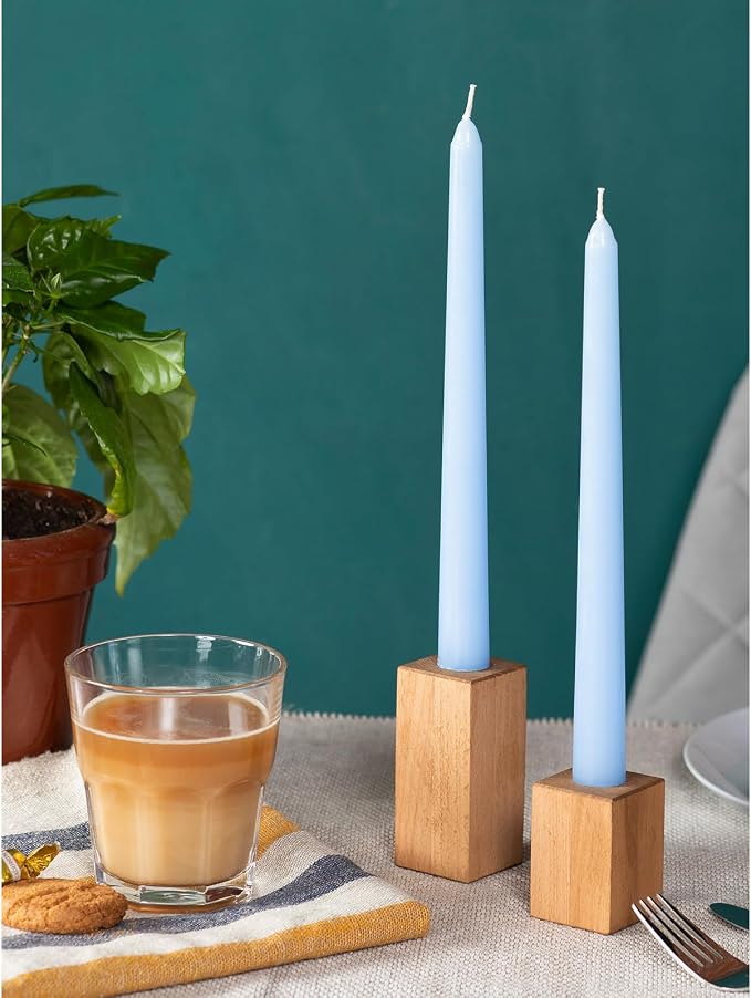 CANDWAX 8 inch Light Blue Taper Candles Set of 4 - Unscented Smokeless Dripless Tapers for Dinner Table, Home Decor, Easter Decor, Party, Wedding and Ordinary Dinners - Spring Candles