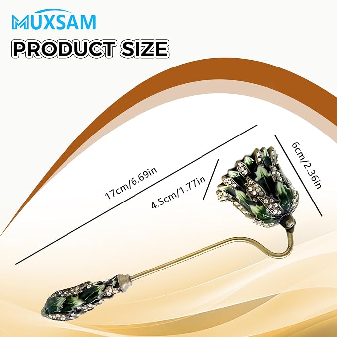 MUXSAM Vintage Candle Snuffer, Candle Extinguisher with Long Handle, Metal Wick Flame Snuffer for Putting Out Candle Flame Safely, Floral Candle Snuffers Accessory for Candle Lovers, Green