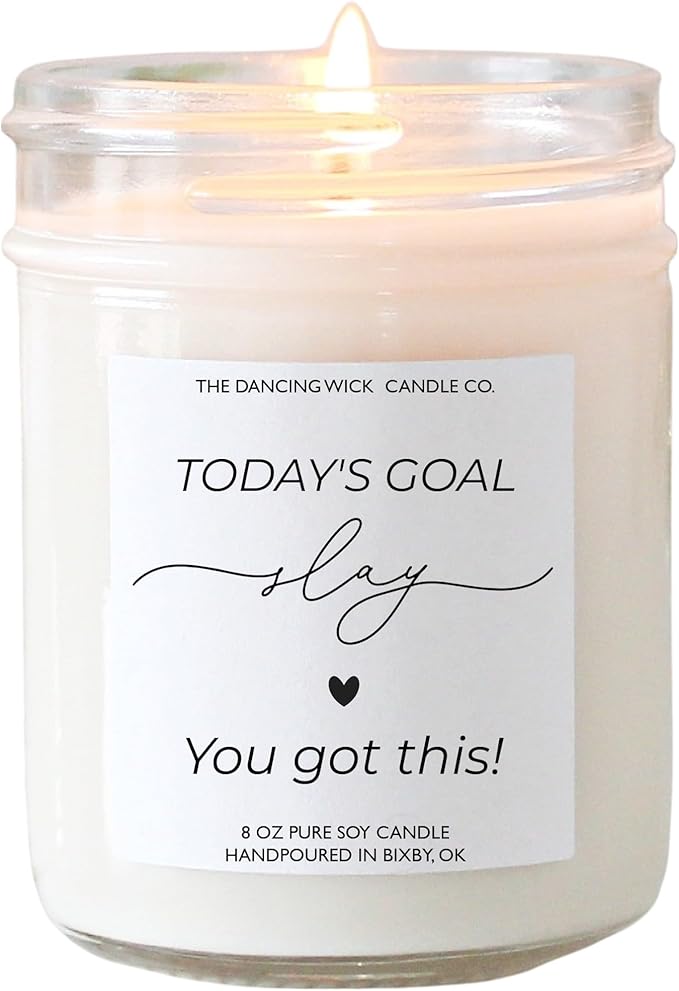 – Slay Candle – Morning Latte Scented Soy Wax – Coffee Scent – You Got This, Motivational, Encouragement Gift– 8 oz, Hand-Poured – Made in the USA (Slay)