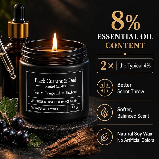 YMing 12 Pack Scented Candles for Men, Masculine Soy Candle Gift Set, 3.5 oz Each, Woody Leather Tobacco Coffee & Amber Scents, Gifts for Men Dad Husband Boyfriend