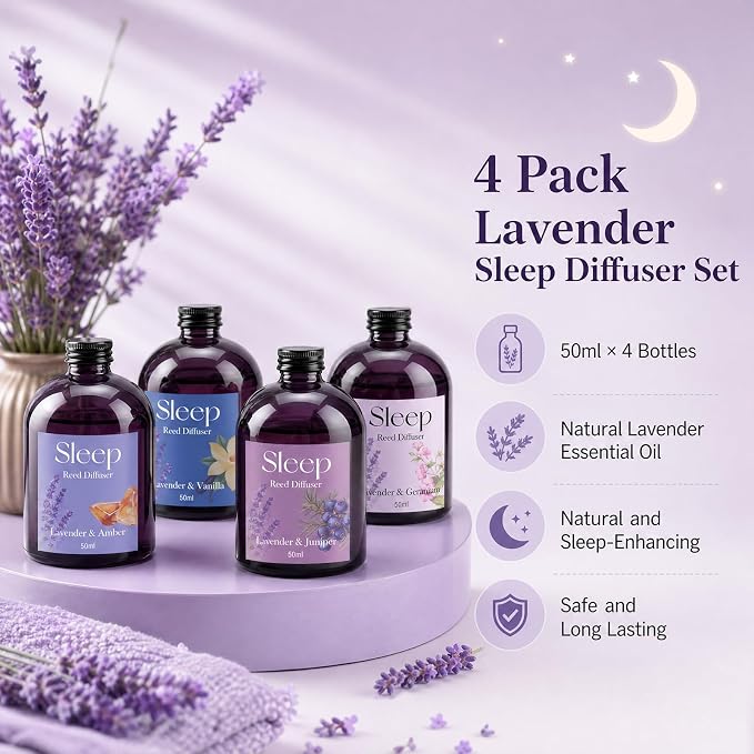 SCENTORINI Reed Diffuser Set, 6.76oz, Lavender Essential Oil Diffuser, Summer Fragrance Reed Diffuser with 24 Sticks for Bedroom Sleep, Spa Relax, Home Fragrance Bathroom Hotel Decor