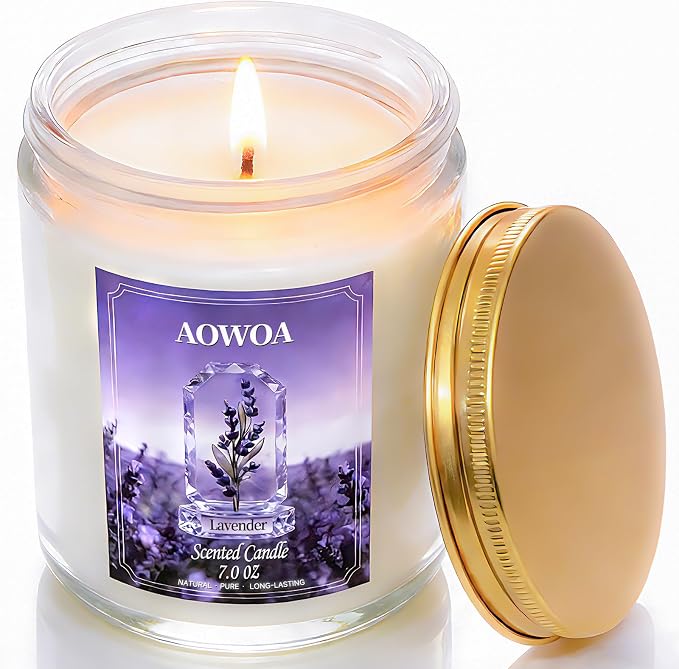 Lavender Scented Candles for Women -Aromatherapy Candle, Natural Soy Candles for Home Scented 7oz, Long Lasting Non-Toxic Clean Burning, Mom Birthday Candles Valentines Day Gifts