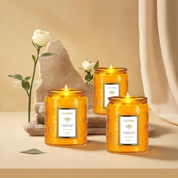 Positive Energy Candle Gift for Women, 6 Pack Yellow Jar Scented Soy Candles, Home Fragrance Set for Happiness & Relaxation, Birthday Gifts, Cozy Room Decor Candle Set