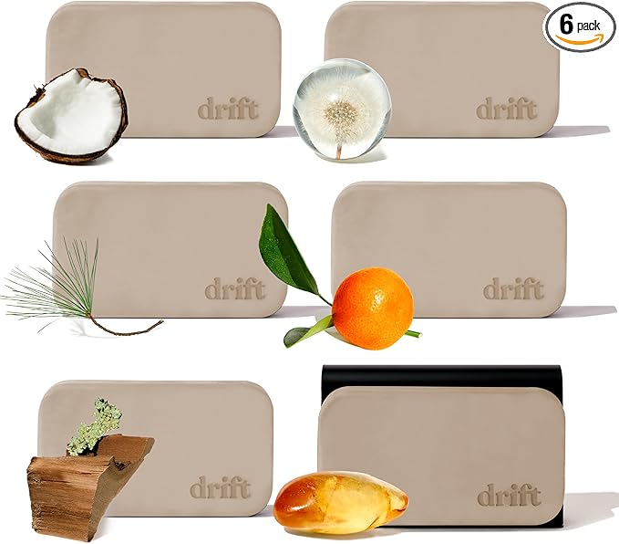 Drift Car Air Freshener - Stone Air Freshener Car Odor Eliminator - Long Lasting Scent - Auto Accessories - Metal Clip - Clean Ingredients - Variety 6 Pack Starter Kit - CLIP INCLUDED