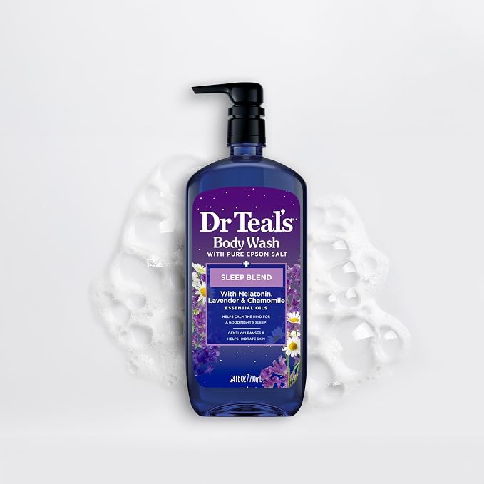 Dr Teal's Sleep Body Wash with Pure Epsom Salt, Melatonin, Lavender & Chamomile Essential Oil Blend, 24 fl oz (Pack of 2)