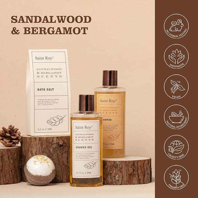 Fathers Day Gifts for Men Dad Birthday Gifts Spa Kit Cedar & Bergamot Scents Bath Gift Set and Shower Gift Bath and Body Gift Basket Set Mans Gift Bath Spa Kit Spa Baskets, Home Spa Care Men Gift set