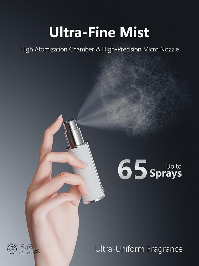 Travalo AQUA Refillable Perfume Atomizer, 5ml Travel Perfume Bottle with Easy Bottom Refill, Leak-Proof Mini Cologne Sprayer, TSA-Approved Pocket Fragrance Spray for Women & Men,1 Piece (White)