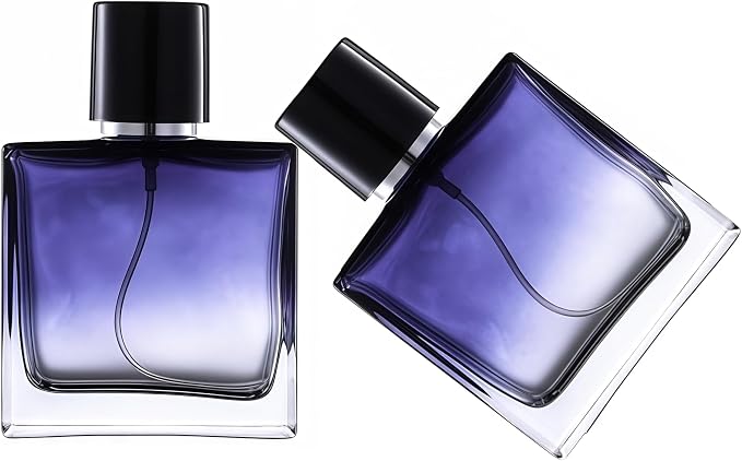2 Pack 50ml Glass Perfume Atomizer,Gradient Blue Empty Spray Bottle,Portable Fragrance Fine Mist Spray Bottle Perfume Dispenser for Travel