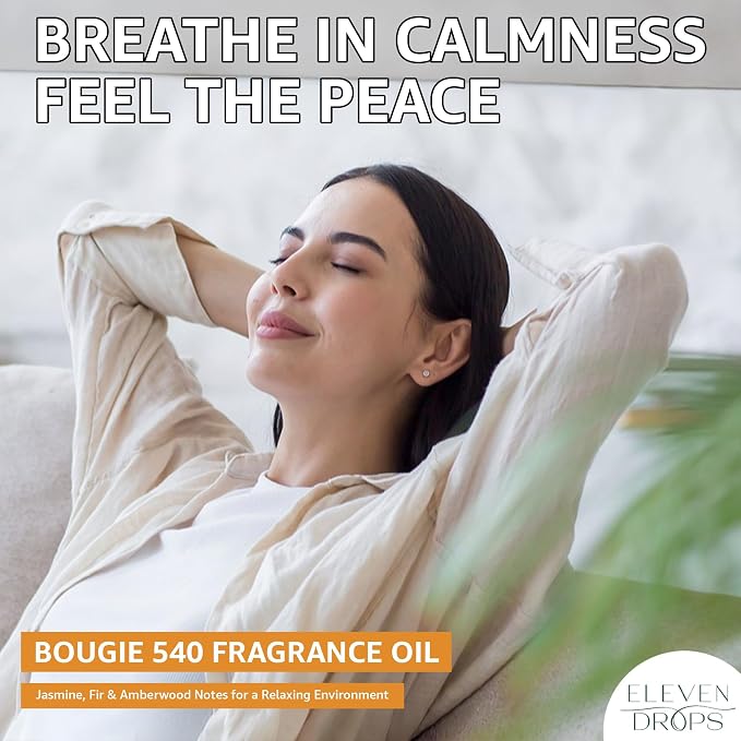 Bougie 540 Fragrance Oil | Jasmine, Fir & Amberwood Notes | Long Lasting Scent Reed Diffuser Oil for Home, Office, Hotel, Spa, Car & Linen Spray | Pet Friendly IFRA Compliant, 16 oz