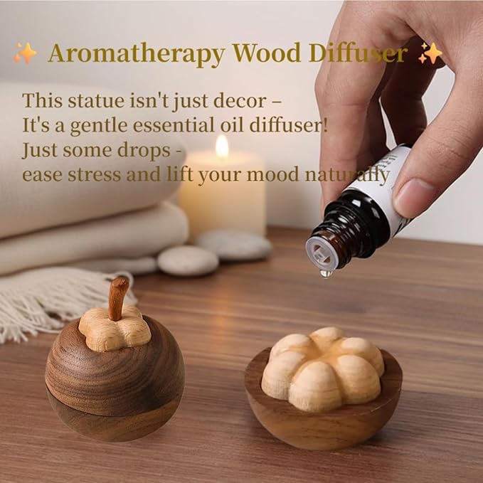 Passive Essential Oil Diffuser Wood Petal-Like, Small Portable Aromatherapy Diffuser Layered, Mini No-Electric Natural Boho Walnut Accent for Car, Desk, Rooms, Home, Office (Petal-Like)