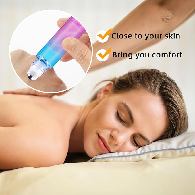 10ML Essential Oil Roller Bottles, 12 Pack Clear Oil Roller Bottles for Essential Oils, Roll on Bottle with Stainless Steel Balls(12 Labels, Opener, Funnel, Dropper Included)