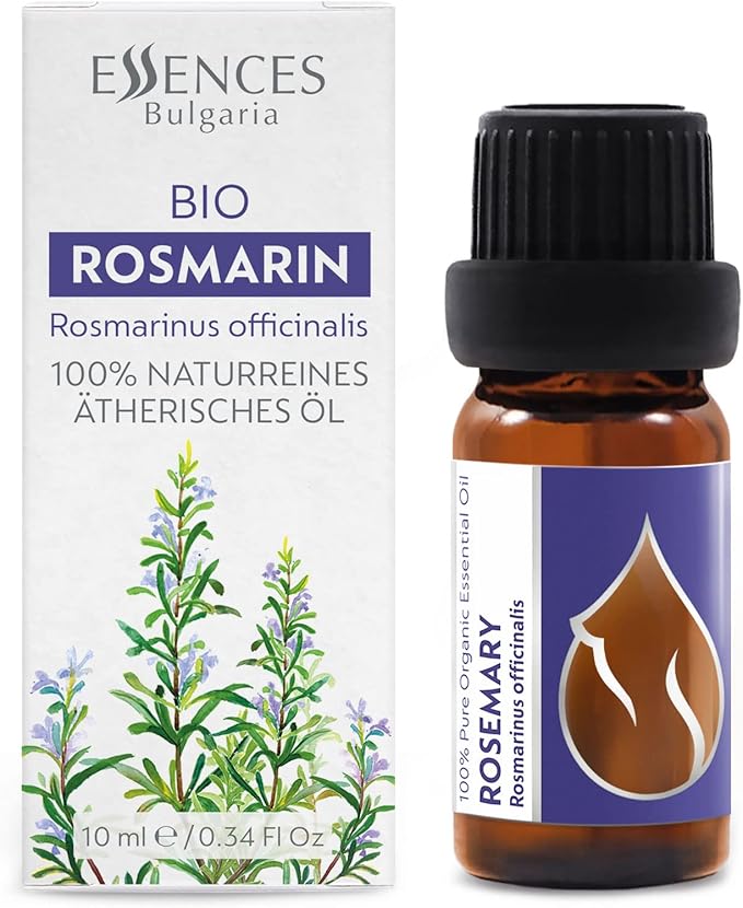 Essences Bulgaria Organic Rosemary Essential Oil 1/3 Fl Oz | 10ml | Rosmarinus officinalis | 100% Pure and Natural | Undiluted | Therapeutic Grade | Family Owned Farm | Steam-Distilled | Non-GMO