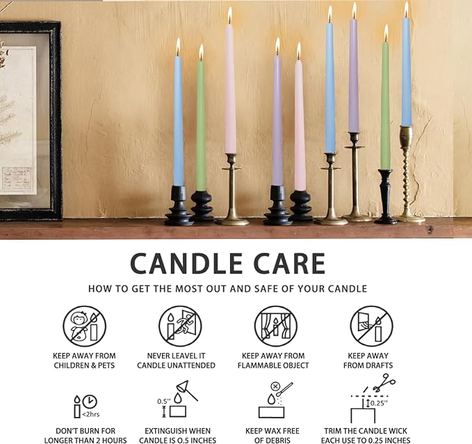 Dripless Candle Sticks Taper Candlesticks,Gedengni 10 Inches Pink Tapered Candles Green Candle Stick Colorful Taper Candles Candy Dinner Candle Wax for Home Party Women Gift,4pcs (8D4P-LIGMIX)