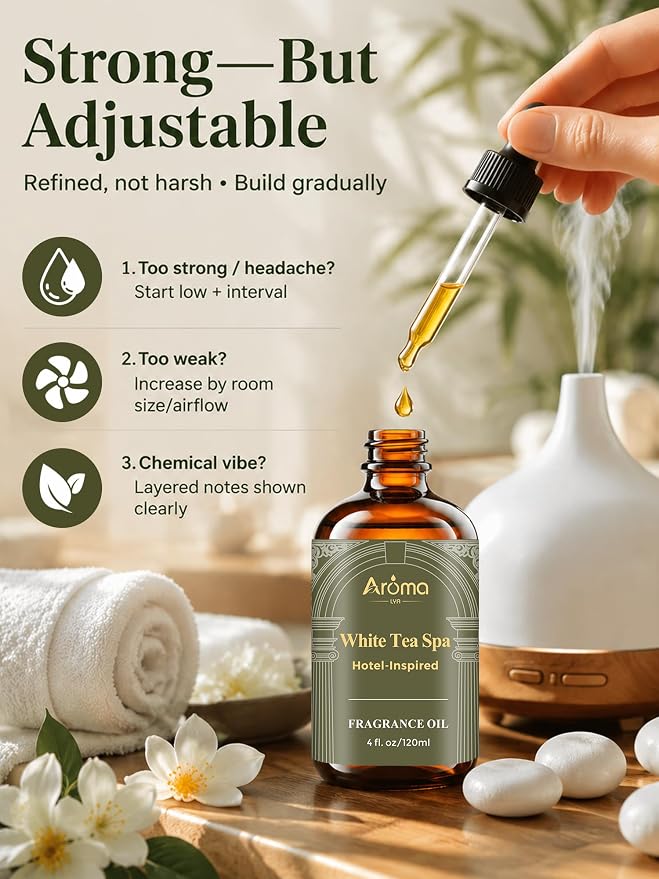 White Tea Spa Fragrance Oil for Ultrasonic and Waterless Diffusers | Hotel-Inspired Diffuser Oil for Home