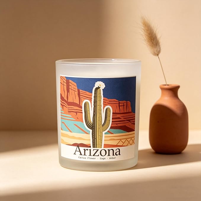 Arizona Dawn Scented Candle, Cactus Flower & Sage & Amber, Arizona Gifts, Arizona Souvenirs, Arizona Decor, Cactus Gifts, 100% Soy Wax, 7OZ