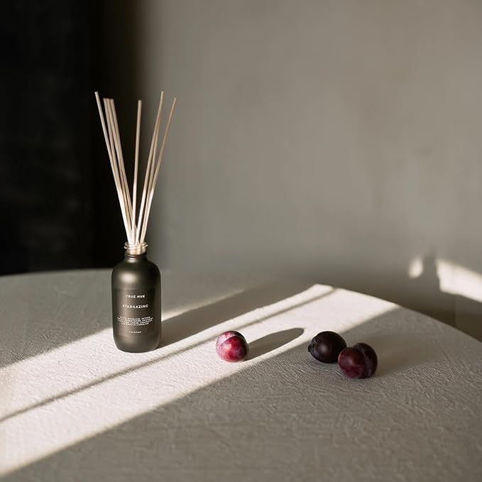 Luxury Reed Diffuser| True Hue | 3.75 fl oz | Glass and Rattan | Lasts for 2-3 Months | Fragrance Diffusers for Home | Handmade in USA (Stargazing)