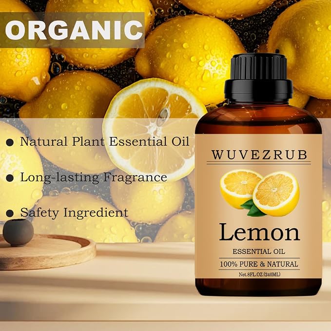 Lemon Essential Oil, 240ML Pure and Natural for Aromatherapy Diffuser - 8 Fl Oz