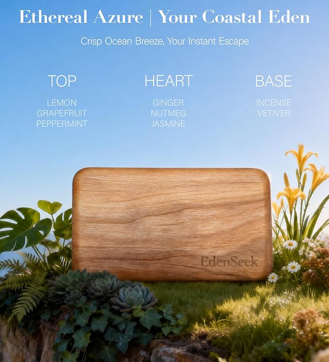 Wooden Car Air Freshener | FSC-Certified Original Wood, Visor Metal Clip, 100% Pure Essential Oils, Long-Lasting Odor Eliminator, 3 Refillable Scents Diffuser for Cars, Trucks, SUVs