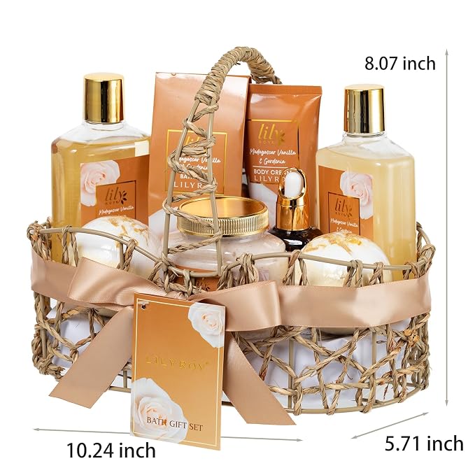 Gifts for Women, Birthday Gift Set - 9Pcs Vanilla Spa Gift Basket for Women