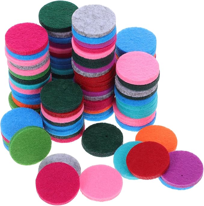 GLEAVI Replacement Felt Pads for Essential Oil Diffuser Necklace Pendant 10 Mixed Colors 0.68 Inch Diameter Thick Absorbent Pads for Aromatherapy Scent Diffusion in Lockets