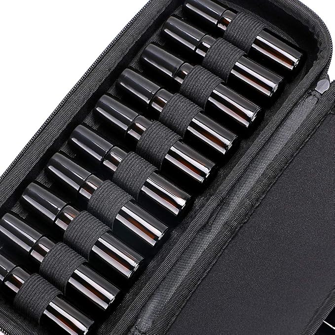 Hipiwe EVA Essential Oils Carrying Case Organizer for 20 Bottles 5ml & 10ml Standard & Rollers Bottles Portable Hard Shell Travel Bag Holder for Essential Oils Storage (Purple)