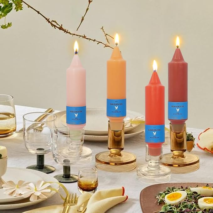 Smokeless Candlesticks Short Taper Candle,Unscented 5 Inches Gradient Orange Candle Sticks Dripless Tapered Candles for Home Décor Gifts