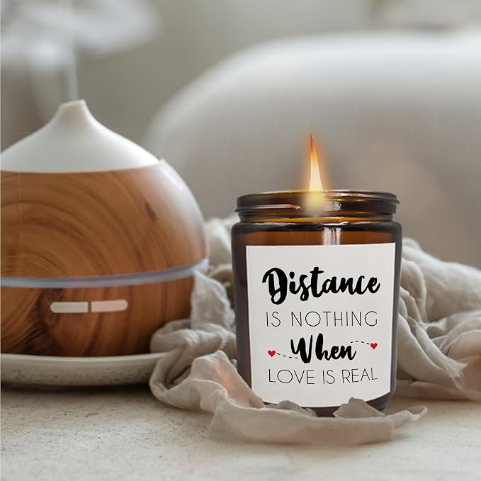 Mancheng-zi Long Distance Relationship Gifts - Love Scented Candles 'Distance is Nothing When Love is Real' for Girlfriend