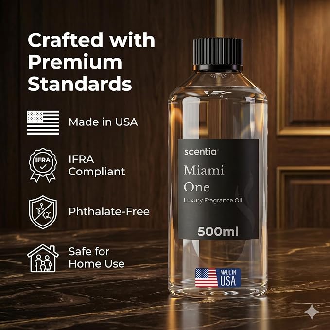 Scentia Miami One (My Way) Diffuser Oil for HVAC Scent Machine – Hotel Fragrance Inspired by 1 Hotel Miami Beach – 500 mL – Lemon, Sandalwood & Cedar Oil for Commercial & Cold Air Diffusers