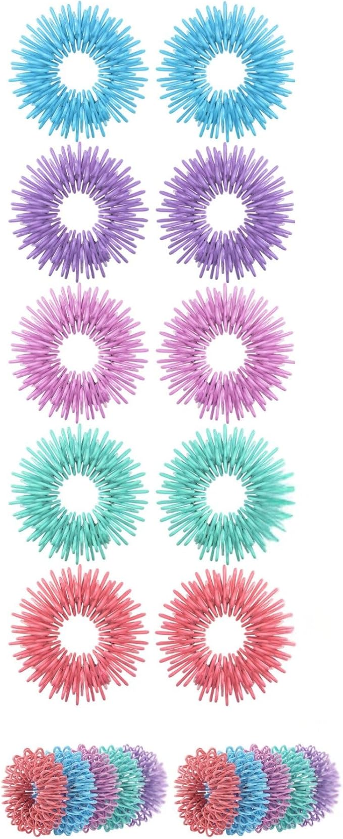 Mr. Pen- Spiky Sensory Rings, 10 Pack, Pastel Colors | Stress Relief Fidget Sensory Toys, Fidget Ring for Anxiety, Massager, Individuals with BFRB, ADHD and Attention Disorder