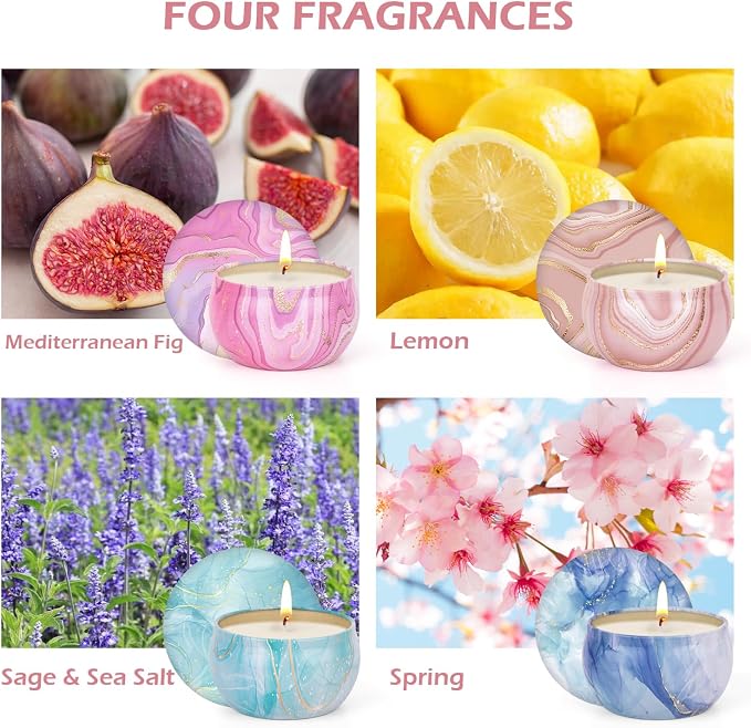Candles Gift Set for Women, Aromatherapy Candles for Home Scented 4 Pack, 80 Hours Long Lasting, Womens Gifts for Christmas, Birthday, Valentines Day