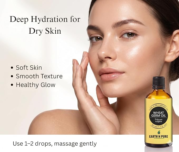 Earth N Pure Wheat Germ Oil (Gehu Oil) Cold Pressed, Natural and Therapeutic Grade - 15 ml