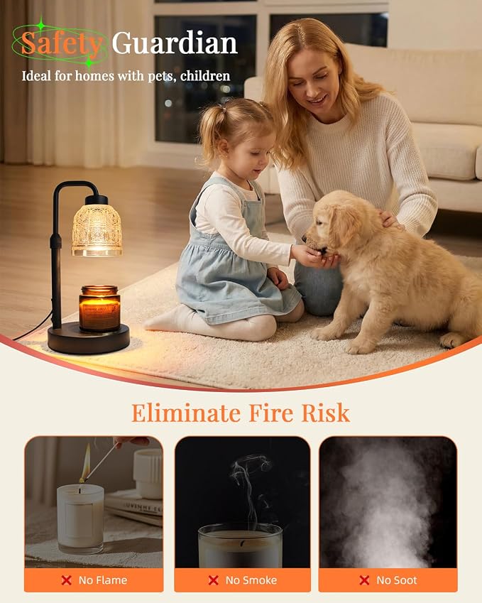 AIFEI Candle Warmer Lamp with Timer, Dimmable Adjustable Height Candle Lamp, Birthday Gifts for Women Mom Sister Friends, Candle Warmer Gifts New Home Decor, Candle Lamp Warmer with 2 Bulbs - Black