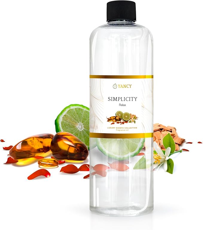YANCY Simplicity Luxury Collection Fragrance Oil (16 oz), Clean Minimalist Aroma, Ideal for Diffusers, Oil Burners & Aroma Lamps, Light Fragrance for a Calm, Clear Space