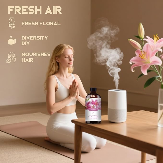 Lily Essential Oil – Lily Fragrance Oil for Diffuser, Humidifier, DIY Candle, Soap, Floral Scent, Home, Gift Ready – MLYNKL (4.33 fl oz / 130ml)