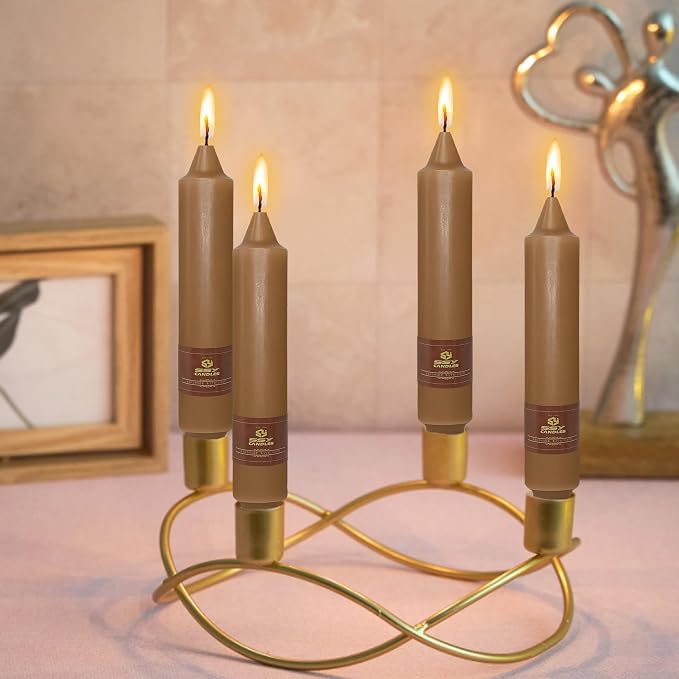 4 PCS Short Taper Candles Brown Candle Tapers Candle Sticks 7 inch for Dinner Household Wedding Party Home Décor Candles