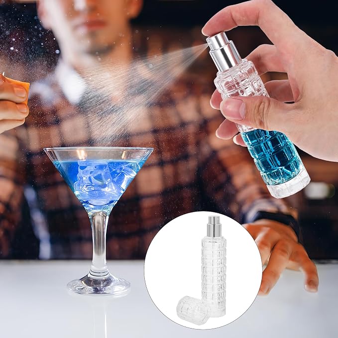 Cabilock 1 oz Glass Cocktail Atomizer, Refillable Bitters Sprayer Bottle, Empty Fine Mist Spray Bottle for Vermouth, Cocktail Garnish, Bar Tools, Travel and Small Liquid Storage