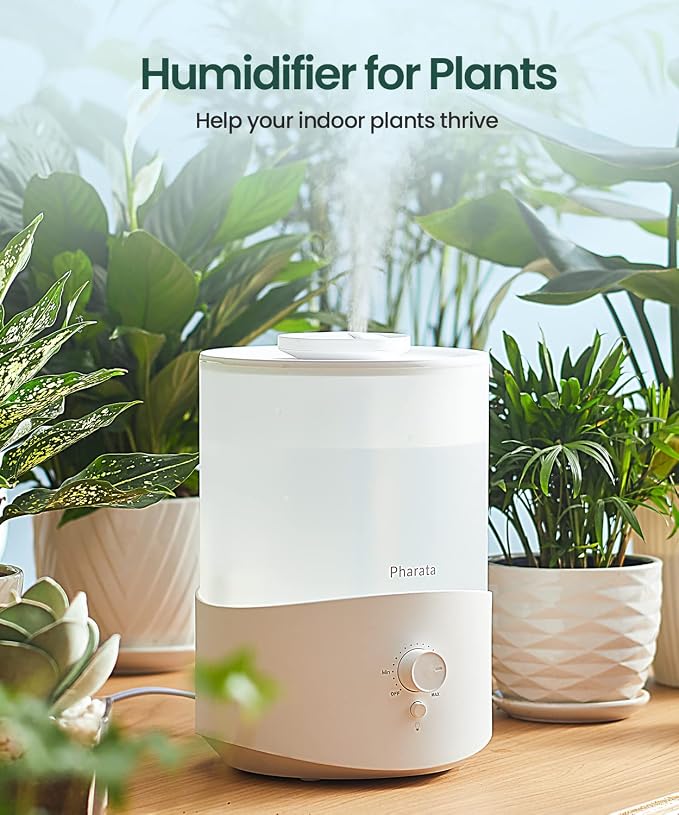 Pharata Humidifiers for Bedroom Large Room, 2.5L Cool Mist Humidifier with Essential Oil Diffuser, Top Fill Humidifier for Baby, Home, Plant, Ultrasonic Humidification for whole house, Auto Shut-Off