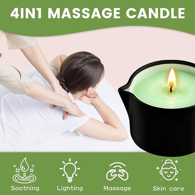 Soybean Wax Warming Massage Oil Candle for Stress Relief and Skin Moisturizing, Romantic Gift SPA Use Home Scented Candle Body Oil Caramel Whisky Scent 2.35 OZ (Gardenia)