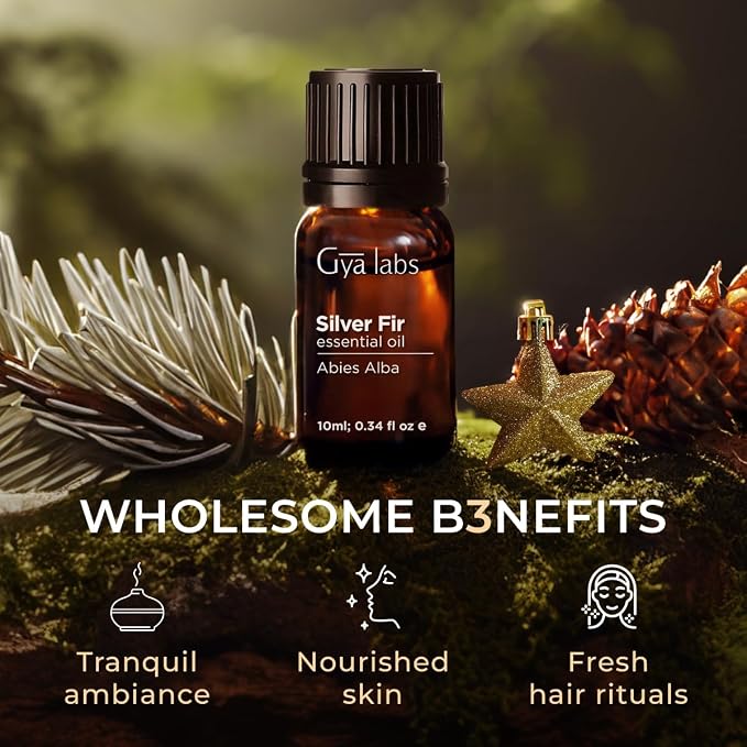 100% Pure Silver Fir Essential Oil - 0.34 Fl Oz - Silver Fir Oil for Hair, Skin, Diffuser, Aromatherapy & DIY Candle Making Scent