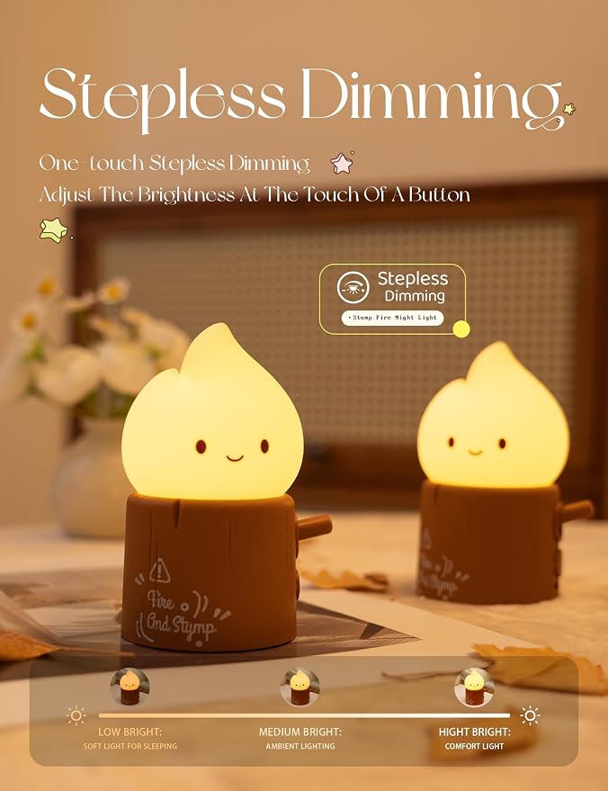 WANIDEA Flameless Candles Lamp, Cute Night Light,Torch Stump Light, LED Tea Lights Candles Rechargeable Night Light,Suitable for Kids lamp Bedroom,Outdoor,Camp, Gift, Christmas,Halloween