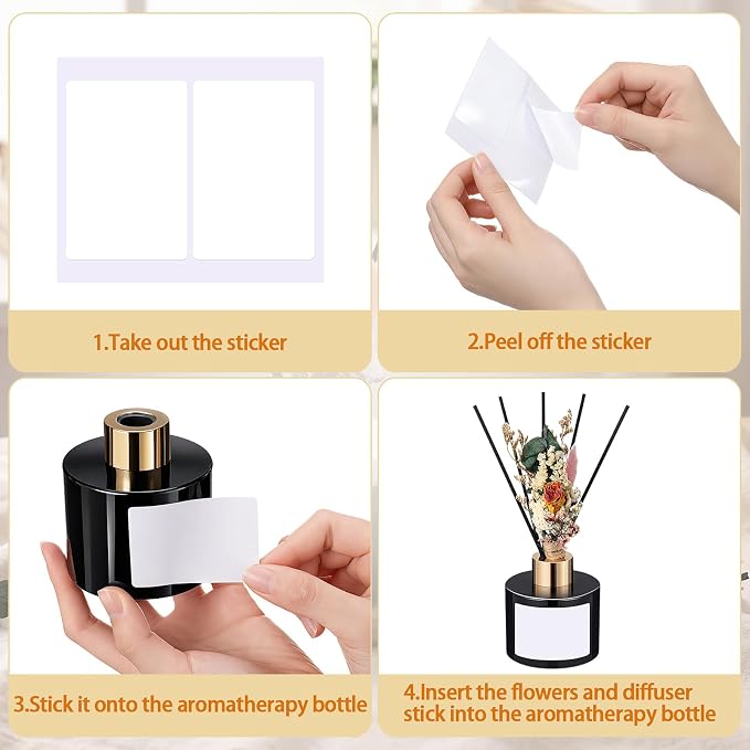 Rtteri 2 Reed Diffuser Sets Flower Oil Diffuser Sticks with Refill Empty 5oz Bottles Scent Glass for Fragrance Home Bathroom Gifts, Oil Not Included(Black Color)