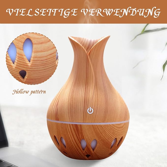 Essential Oil Diffuser, 130ml Aromatherapy Diffuser with 7 Colour Lights and Waterless Auto-Off, Mute Mist, Non Slip Electric for Bedroom, Office, Spa Style 1