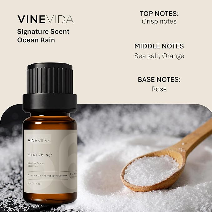 VINEVIDA [0.33oz] Ocean Rain Fragrance Oil for Candle Making and Soap Making - Premium Candle Scents for Soy Candles